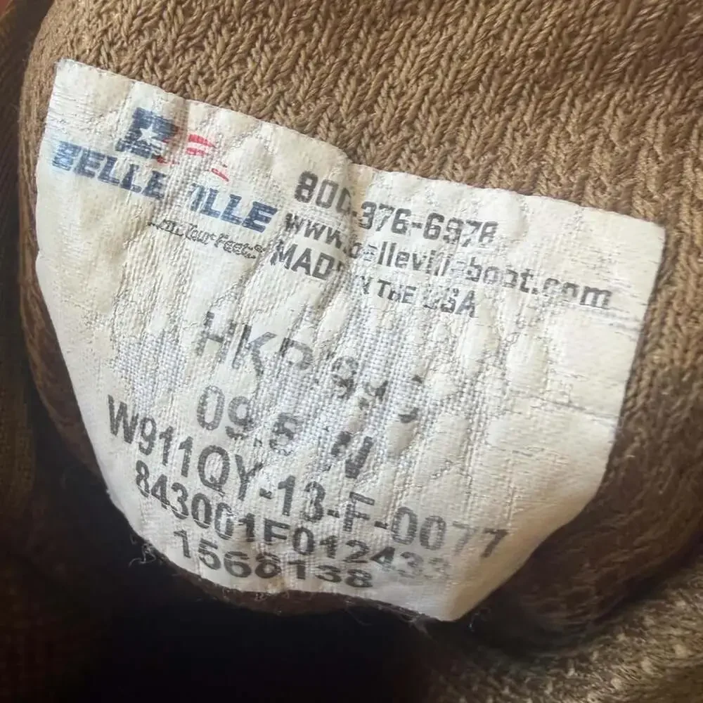 Belleville Military Combat Boots Tan Vibram Sole Men's 9.5